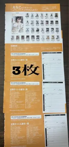 EX大衆 9月号 抽プレ 懸賞 えなこ応募用紙3枚