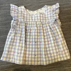 GAP ギンガムチェック フリルトップス 90