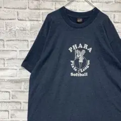 USA製90sヴィンテージTシャツ！シングルステッチ　ネイビー半袖古着XL30