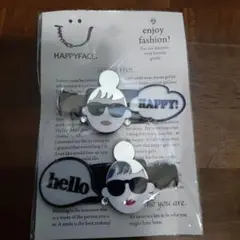 新品未使用　 HAPPYFACE キャラクター付きヘアピンセット