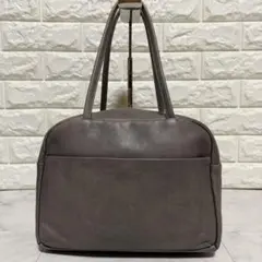a アー ボストンバッグ レザー ワンショルダー ロゴ グレー Mサイズ