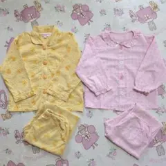 綿パジャマセット 110　ひよこドット