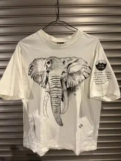 アフリカ象　イラストTシャツ アニマル　オフホワイト