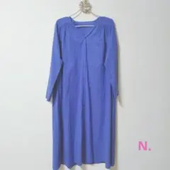 エヌドット Vネック ギャザーデザイン シャツワンピース