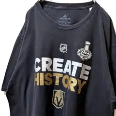 アディダスNHLベガスゴールデンナイツ ロゴ Tシャツ ブラック黒 XL古着