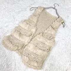 ベスト　ジレ　刺繍　ふわふわ　38サイズ