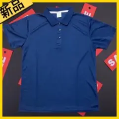 ネイビー シンプル ポロシャツ 速乾性素材 ゴルフや、ビジポロに！【M】