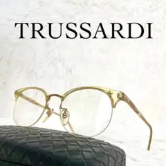 美品　TRUSSARDI　伊達メガネ　度無しレンズ　サーモント　クリアフレーム