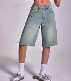 SHEIN ライトブルーデニム ハーフパンツ