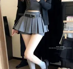 プリーツショートパンツ ベルト付き スカート　韓国ファッション　menot