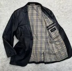 バーバリーブラックレーベル ラムレザー ジャケット ノバチェック 2B