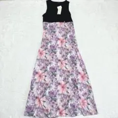 【新品 タグ付き】 アクアガレージ ロングワンピース 花柄 ノースリーブ M