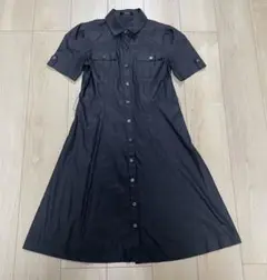 INTERPLANET 半袖シャツワンピース 黒　38サイズ