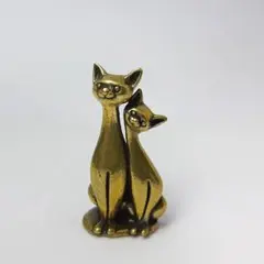 猫　カップル　置物　真鍮製　ネコ　ペア　cat