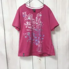 【ダンスキン】 半袖Tシャツ ショッキングピンク　スポーツウェア　ラメ　Mサイズ