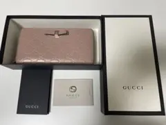 GUCCI 長財布 ピンク リボン