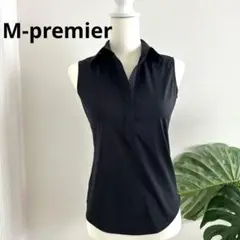 【M-premier】黒 ノースリーブスキッパー S ブラック シャツ 綿混合