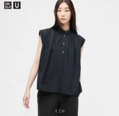 UNIQLO ギャザーシャツ　ダークグレー
