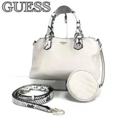 【極美品✨】GUESS 2wayバッグ エキゾチック ポーチ付 ホワイト