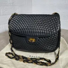 BALLY バリー ショルダー バッグ チェーン レザー ブラック 黒 金具