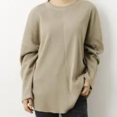 ワッフルリブロングスリーブトップス