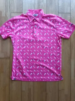FILA ピンク 羽根模様 ボタンダウンシャツ