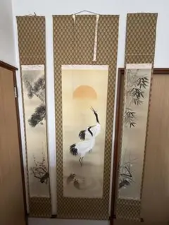 高級 掛け軸◇紅葉に鮎／小木曽祥雲 作◇真作 絹本 希少 軸装