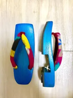 下駄 ブルー アンティーク
