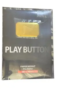 金メッキ 再生ボタン ペーパーウェイト YouTube 金の盾 文鎮　ゴールド