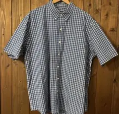 ARROW ブルーチェック半袖シャツ　XXL