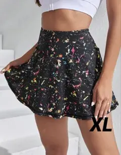 レディース テニススコート XLサイズ ブラック グラフィック スカート ヨガ