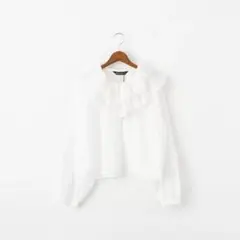 mizuiro ind ミズイロインド ダブル フリル シャツ ホワイト