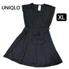 新品⭐️UNIQLO ドレープカシュクールワンピース　ブラック XL