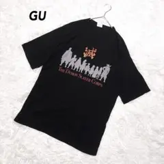 【ジーユー】鬼滅の刃コラボTシャツ 黒 L メンズ 柱シルエットデザイン 綿