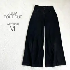【ジュリアブティック】ワイドパンツ ストレッチ デニム ハイウエスト カジュアル