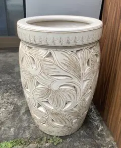 傘立て 陶器製 フローラルデザイン 引取り限定