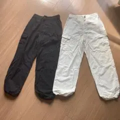 ユニクロS 黒白カーゴパンツ 2点セット