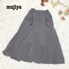 s.763【ムジヤ】ロングフレアスカート ウエストゴム 裏地あり 大人かわいい
