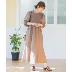 アーバンリサーチサニーレーベル　スモッキングワンティアードワンピース