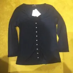 Mme.Violet　ネイビー Vネック 長袖 トップス LL