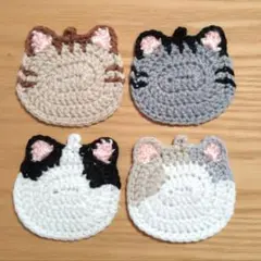 ねこ　アクリルたわし　③　エコたわし　コースター　アクリルタワシ