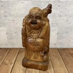 昭和レトロ 木製 木彫 彫刻 七福神 布袋様 縁起物 開運 招福 インテリア
