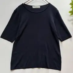 【CHRISTIAN AUJARD】半袖ニット　キレイめ通勤　ネイビー　7