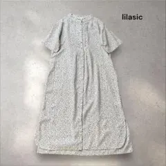 lilasic リラシク リネン コットン 小花柄 ピンタック シャツワンピース