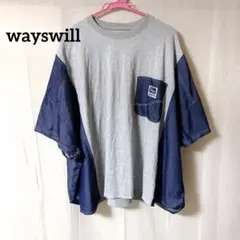 wayswill 天竺デニムドッキングTシャツ F
