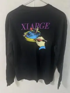 XLARGE 黒 M バックプリント ロングTシャツ