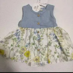 新品タグ付き　花柄ワンピース　70