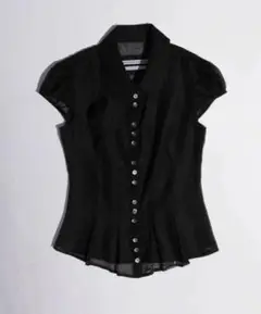 Sculptor Sheer Pleated Hem Blouse ブラック