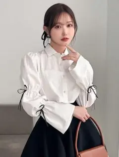 FRIFUL ブラウス リボン 白 ホワイト shein