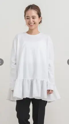 yori 新品 ワイドヘムギャザーカットソー ホワイト